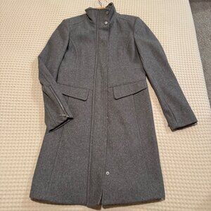 Mint! Kenneth Cole gray funnel long wool coat size 4